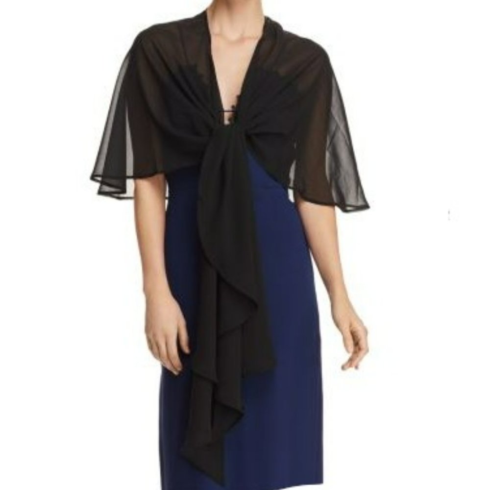 Echo New York Tie Front Shawl Sheer Wrap OSFM NWOT Black